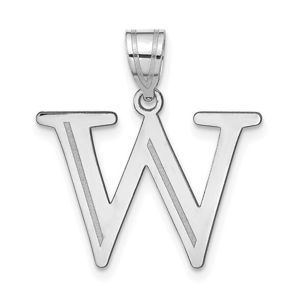 Kazi Luxury 14k White Gold Polished Etched Letter W Initial Pendant